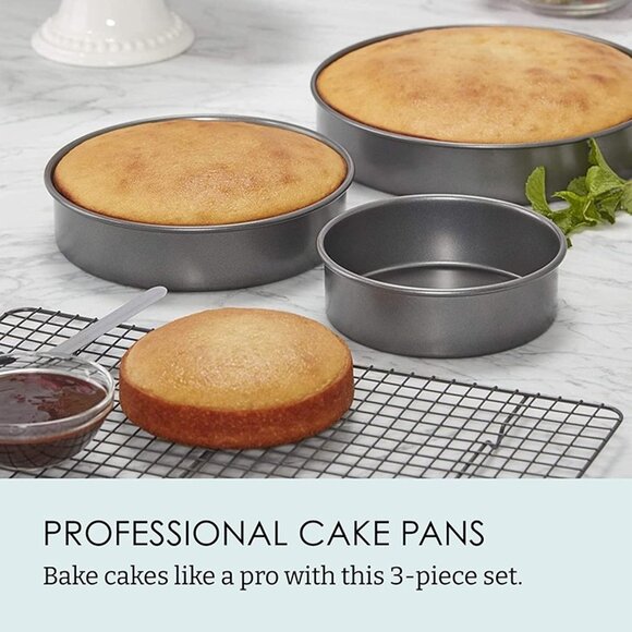 NEW 3-Piece Round Cake Pan Set of 6, 8, 10 inch Premium Nonstick Bakeware - Picture 1 of 9